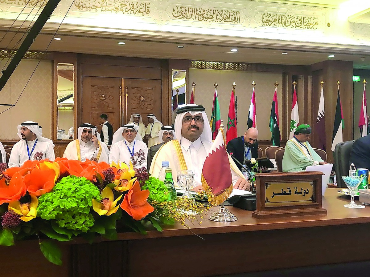 Minister of Energy and Industry H E Dr. Mohammed bin Saleh Al Sada leadign Qatar’s delegation at at the Ministerial General Assembly of the 25th Arab Industrial Development and Mining Organization (AIDMO), in Kuwait. 