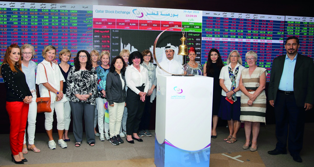AWAQ members with QSE officials at Qatar Stock Exchange premises.
