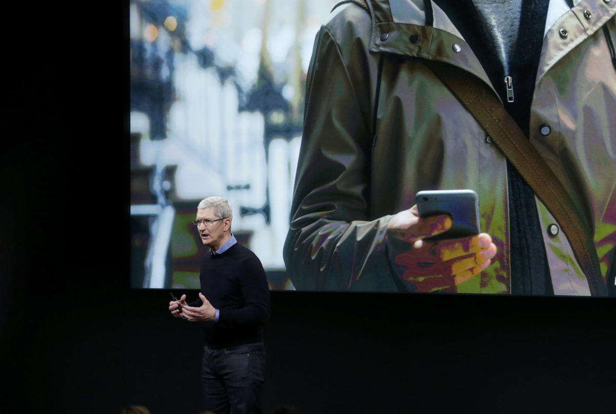 Apple CEO Tim Cook speaks during an event at Apple headquarters in Cupertino, California, March 21, 2016. Reuters/Stephan Lam
