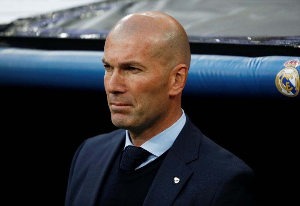 Real Madrid coach Zinedine Zidane. REUTERS/Juan Medina

