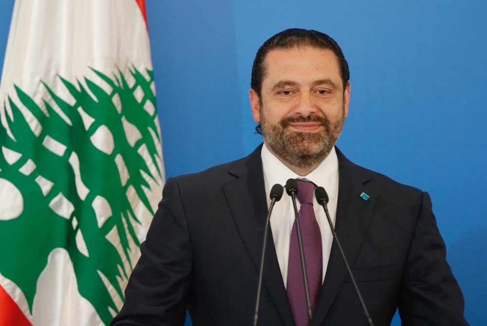 Lebanese prime minister Saad al-Hariri reacts during a news conference in Beirut, Lebanon May 7, 2018. REUTERS/Mohamed Azakir