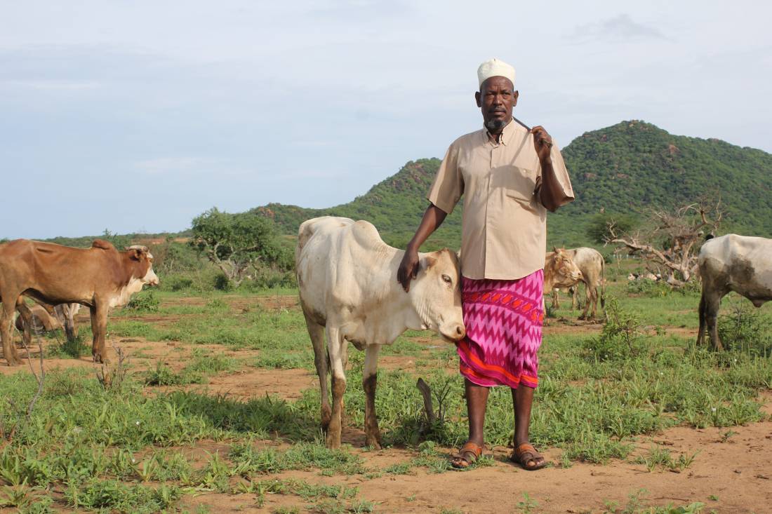  Herder Buchu Boru with his cattle before they are taken out to graze in his village of Arkamana, Marsabit County, Kenya, April 11, 2018. Thomson Reuters Foundation/Anthony Langat