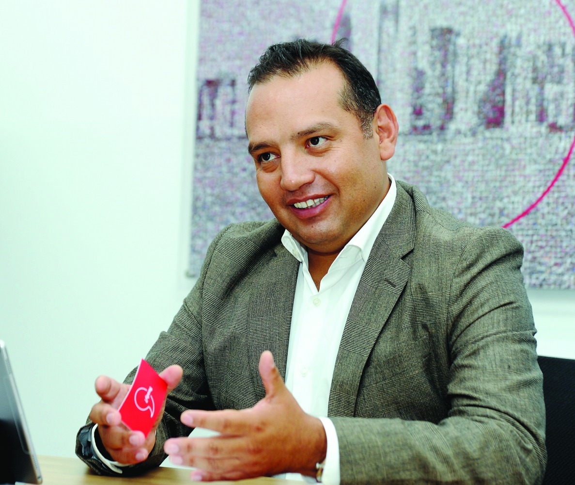 The Chief Operating Officer of Vodafone Qatar, Diego Camberos, speaking to The Peninsula, at the Vodafone office in the QSTP.  Pic: Salim Matramkot/The Peninsula