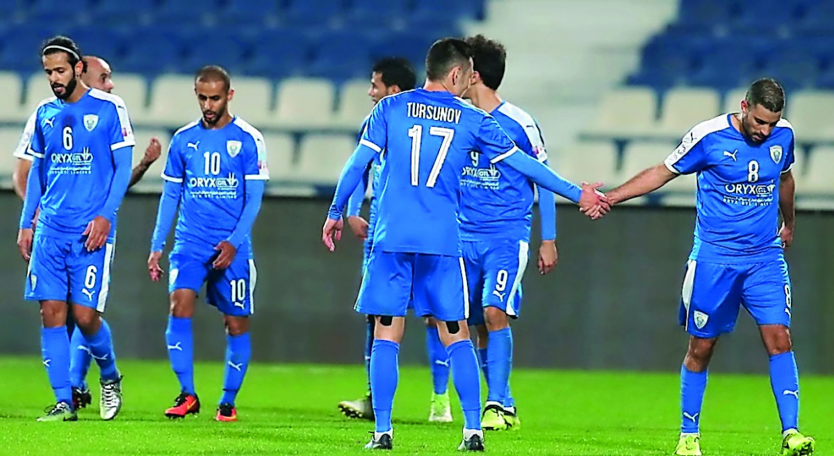 Al Kharaitiyat player react after a QNB Stars League match in this file photo.