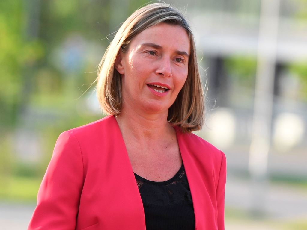 European Union foreign policy chief Federica Mogherini arrives for the European Union's (EU) Heads of State dinner at the Sofia Tech Park in Sofia, on May 16, 2018. AFP / POOL / Vassil DONEV