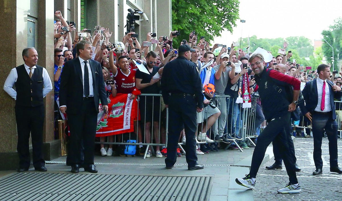 Liverpool manager Juergen Klopp arrives ahead of the final. Reuters/Viacheslav Ratynskyi