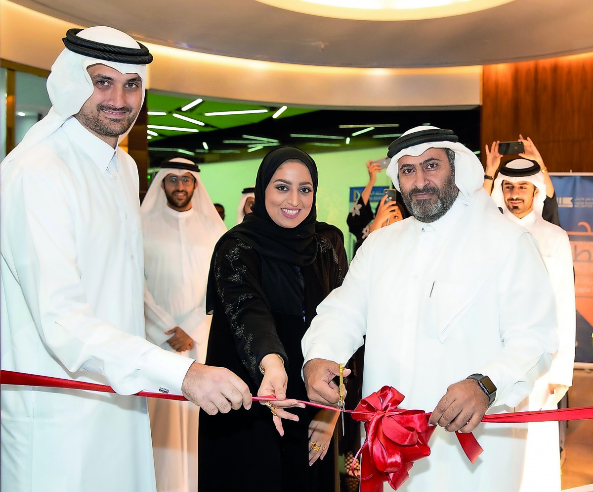 Ibrahim Al Mannai (right), Executive Director of Advisory Services and Incubation at Qatar Development Bank; Abdulsalam Abu Issa (left), CEO of Salam International; and Aysha Al Mudahka (centre), QBIC CEO; cutting a ribbon to officially launch the 3rd edi