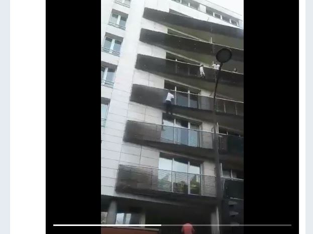 Screenshot of the video showing the 22-year-old climbing the building that is shared on social media.  