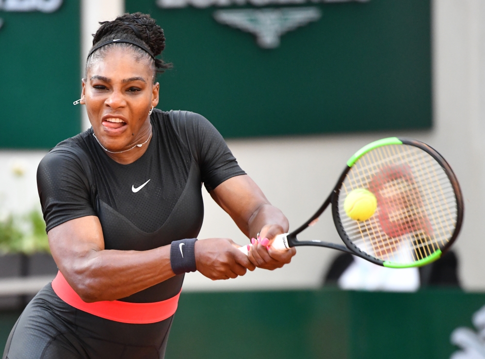 Serena Williams of the USA in action against Julia Goerges (not seen) of Germany during their third round match at the French Open tennis tournament at Roland Garros Stadium in Paris, France on June 02, 2018. ( Mustafa Yalç?n - Anadolu Agency )