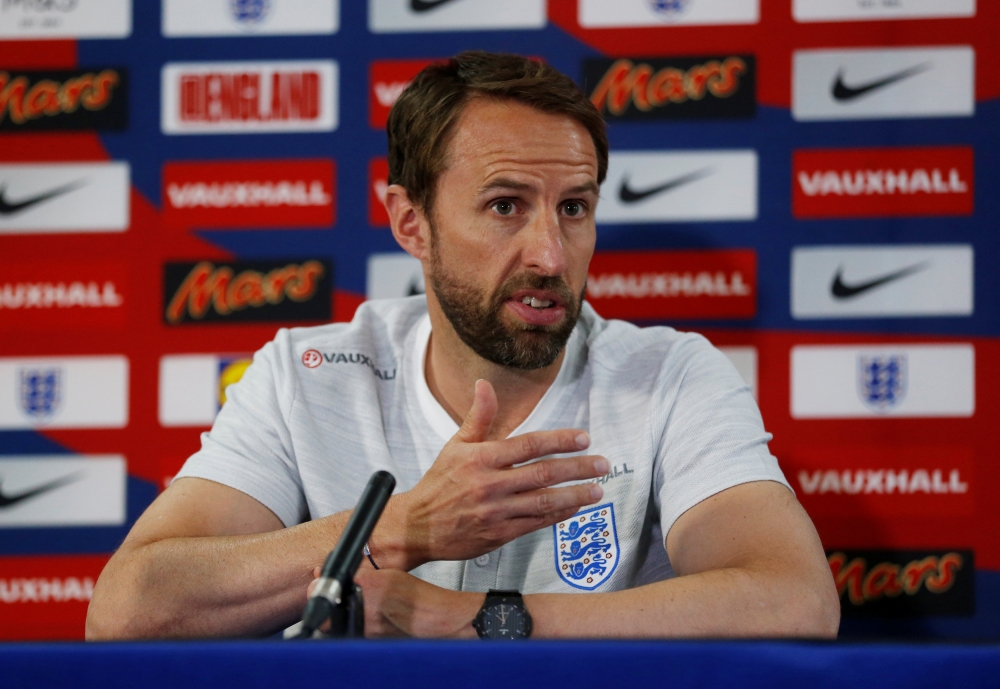 England manager Gareth Southgate during the press conference. Reuters/Carl Recine
