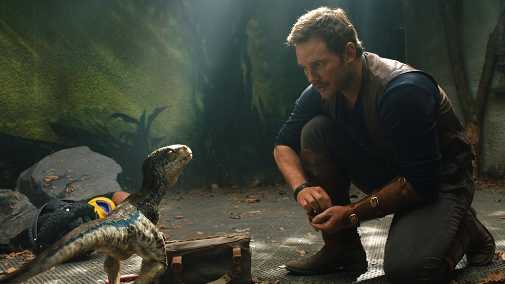 A still of the actor Chris Pratt from the movie Jurassic World: Fallen Kingdom.