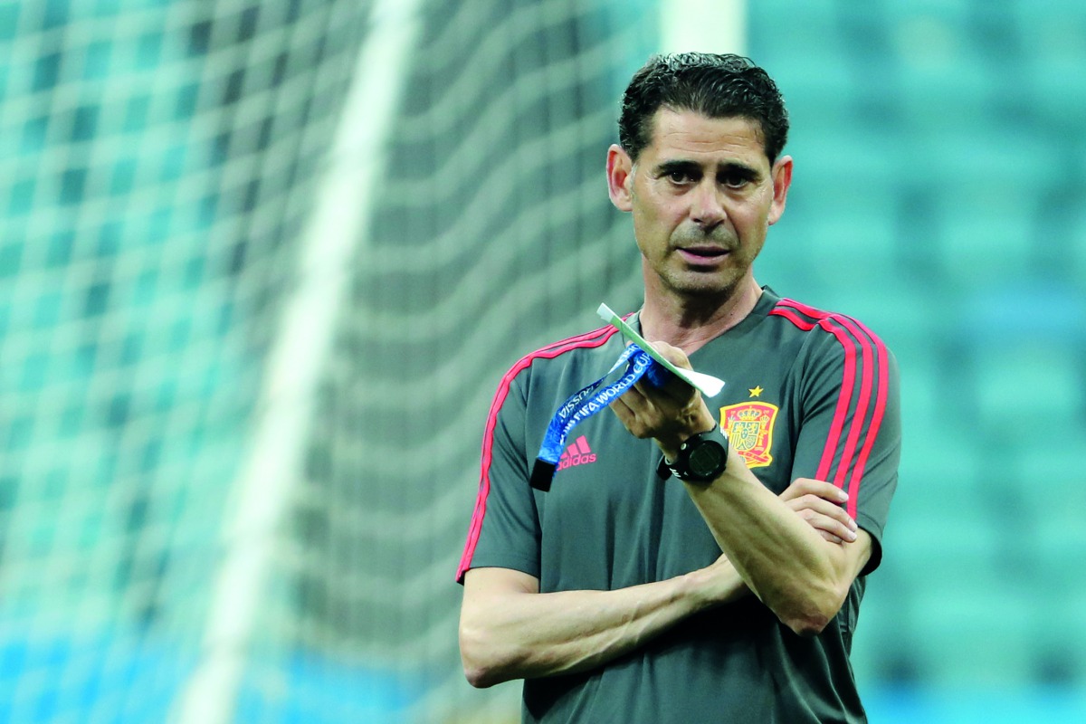 Spain coach Fernando Hierro during training. Reuters/Lucy Nicholson

