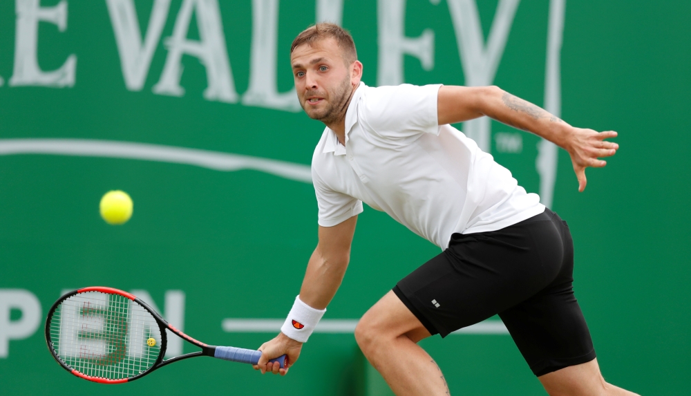 Great Britain's Daniel Evans in action during his final match against Alex De Minaur of Australia, June 17, 2018. Action Images via Reuters/Peter Cziborra