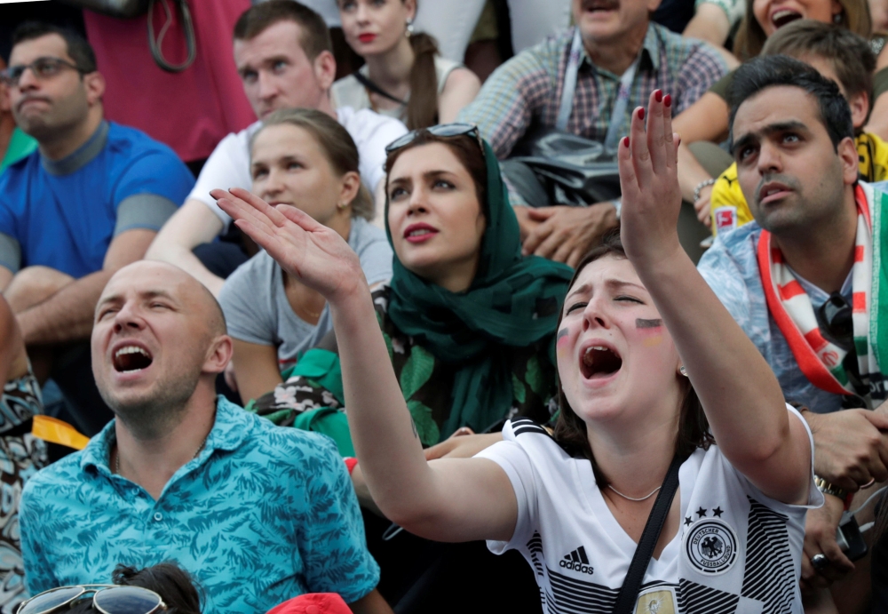 Germany's fans react at Saint Petersburg Fan Fest. REUTERS/Henry Romero