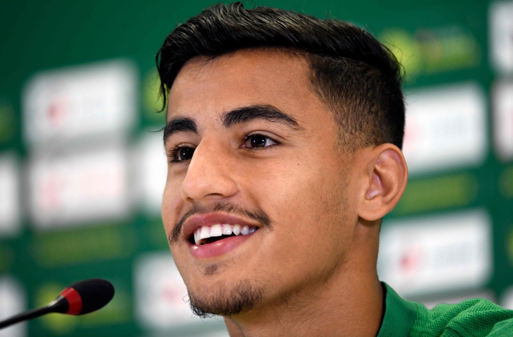 Australia's forward Daniel Arzani attends a press conference in Kazan on June 18, 2018, during the Russia 2018 World Cup football tournament. / AFP / SAEED KHAN 