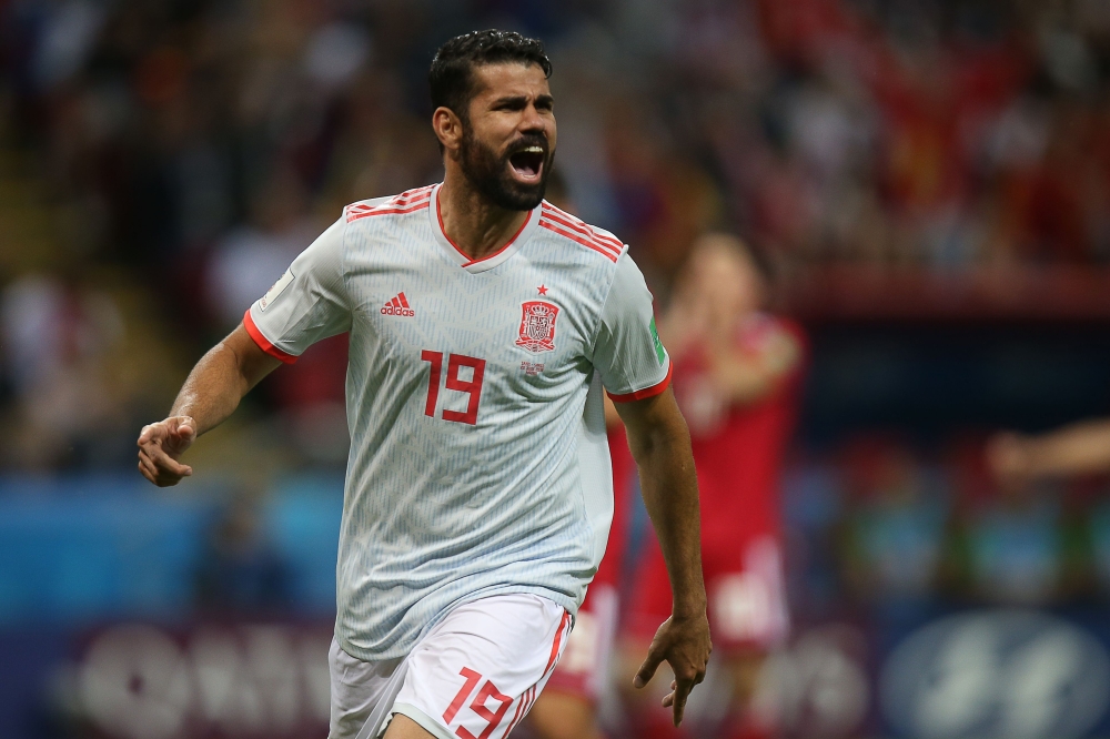 Spain's forward Diego Costa celebrates his goal during the Russia 2018 World Cup Group B football match between Iran and Spain at the Kazan Arena in Kazan on June 20, 2018. AFP / Roman Kruchinin  