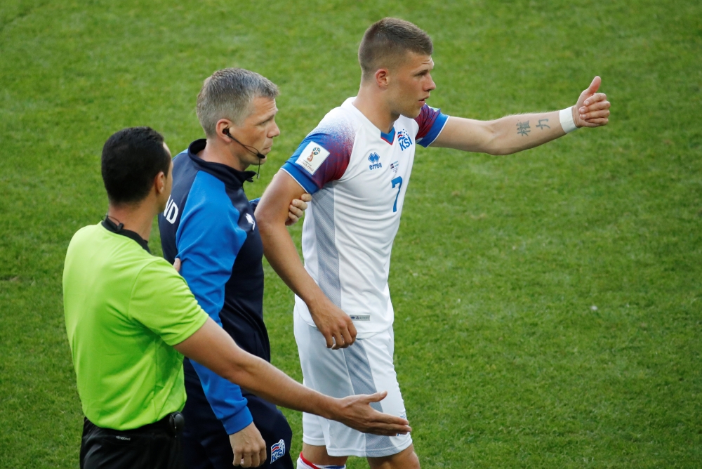 Iceland's Johann Berg Gudmundsson REUTERS/Christian Hartmann
