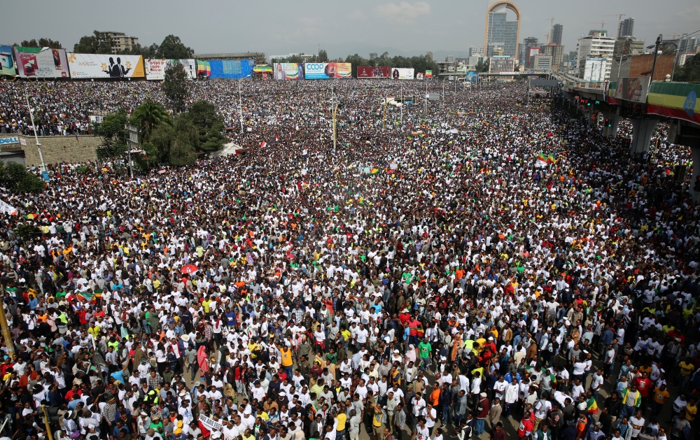 Ethiopians attend a rally in support of the new Prime Minister Abiy Ahmed in Addis Ababa, Ethiopia June 23, 2018. REUTERS/Stringer