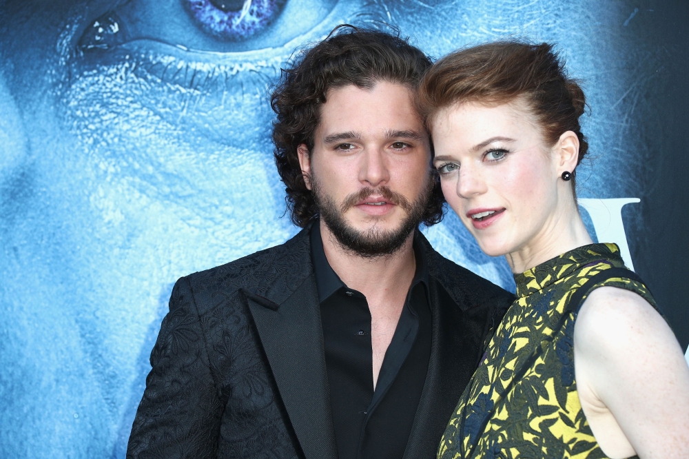 In this file photo actors Kit Harington and Rose Leslie attend the premiere of HBO's 