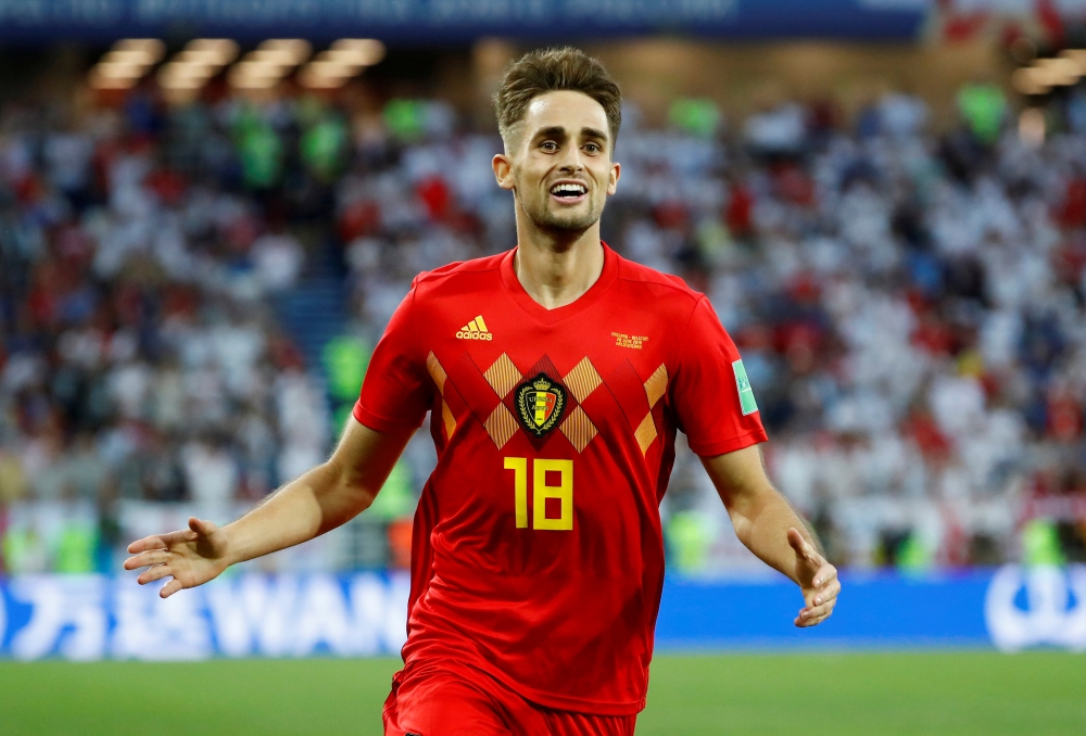 Belgium's Adnan Januzaj celebrates scoring their first goal. Reuters/Fabrizio Bensch