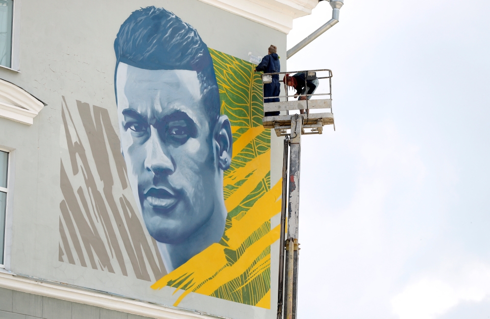 Mural of Brazil's Neymar (REUTERS/John Sibley)