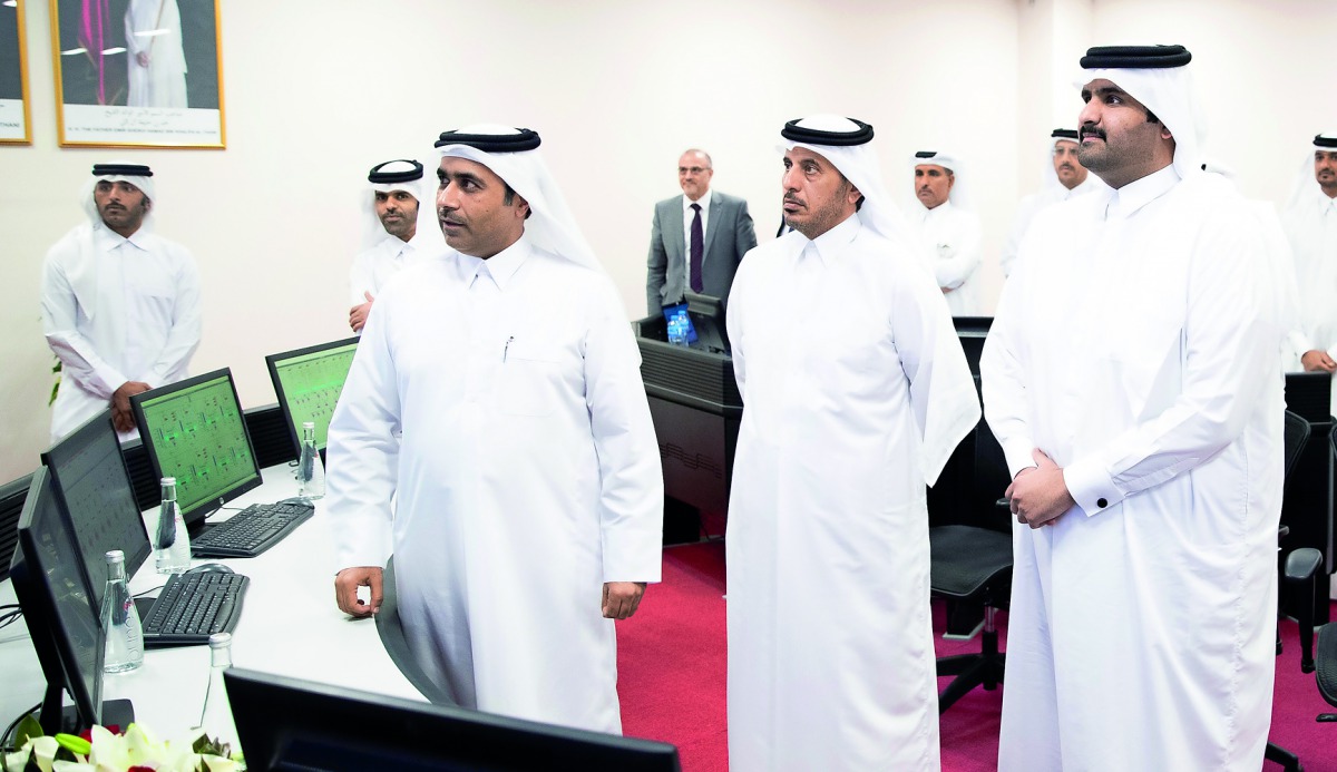 Deputy Amir H H Sheikh Abdullah bin Hamad Al Thani during the launch of the first phase of water pumping in the strategic mega reservoirs project in Al Thumama. Prime Minister and Interior Minister  H E Sheikh Abdullah bin Nasser bin Khalifa Al Thani also