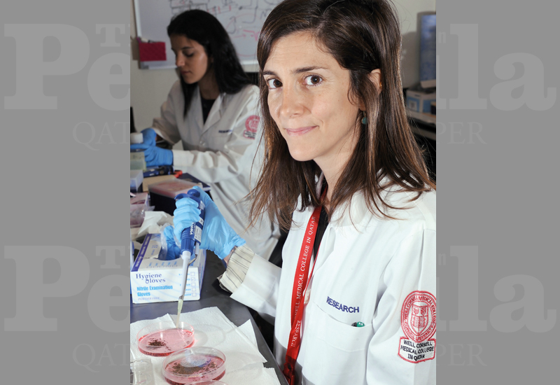 Dr. Nancy Nader, Research Associate in physiology & biophysics at WCM-Q, during a research. 