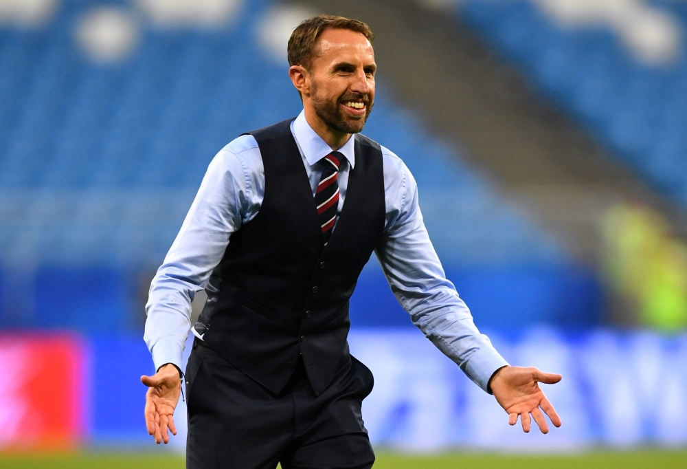 England manager Gareth Southgate salutes their fans after the match. Reuters/Dylan Martinez