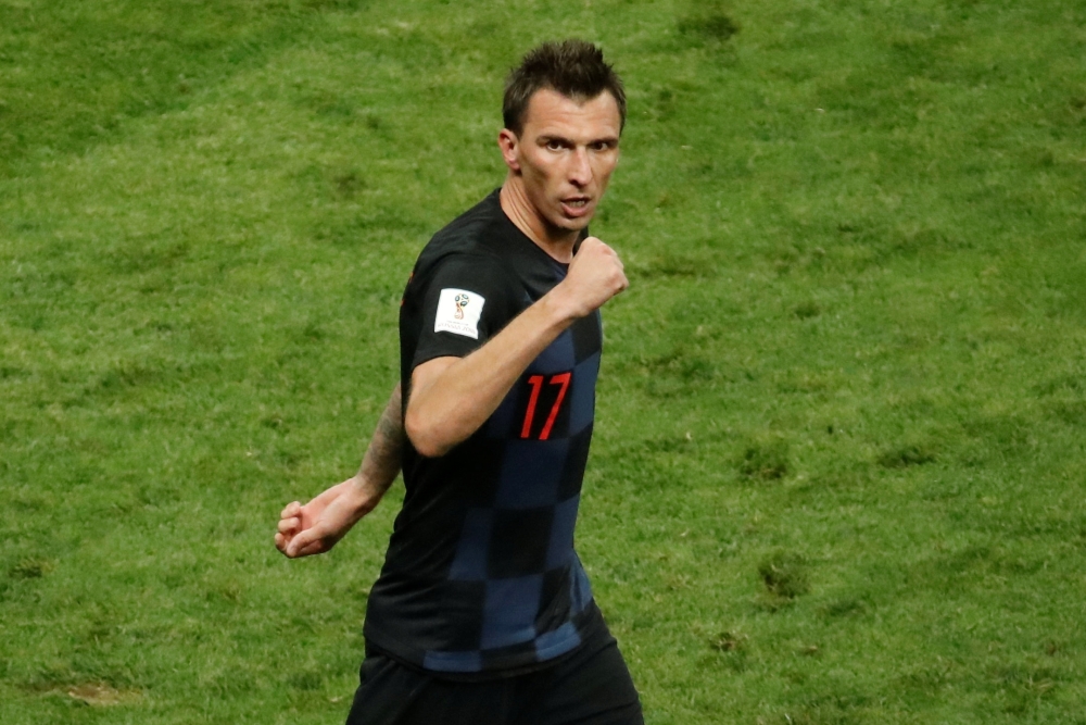 Croatia's Mario Mandzukic celebrates scoring their second goal. Reuters/Christian Hartmann 