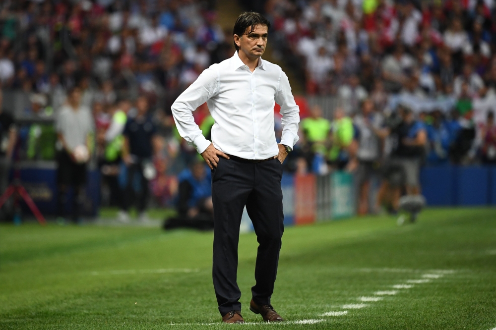 :Croatia's coach Zlatko Dalic looks on during the Russia 2018 World Cup final football match between France and Croatia at the Luzhniki Stadium in Moscow on July 15, 2018. AFP / FRANCK FIFE 