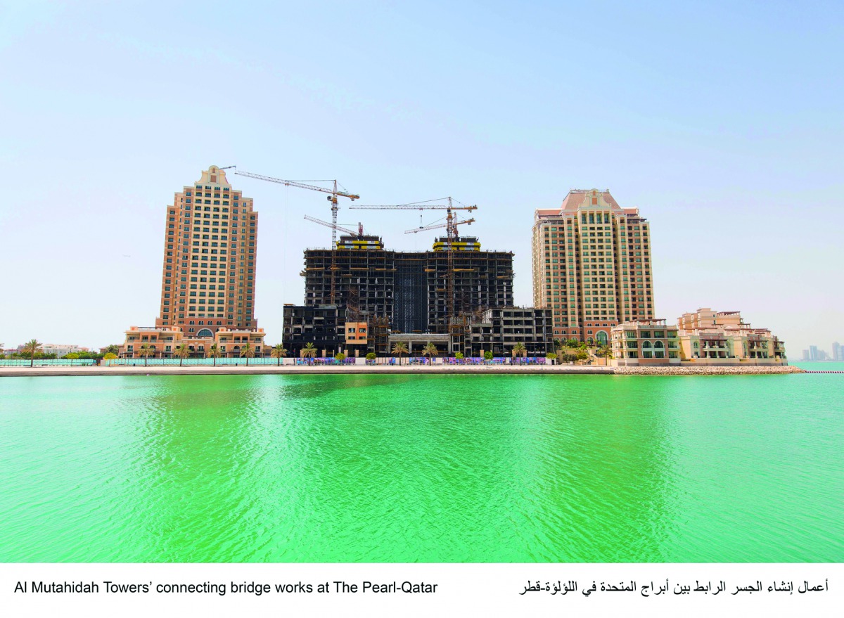 Al Mutahidah connecting bridge work in progress at the Pearl Qatar.