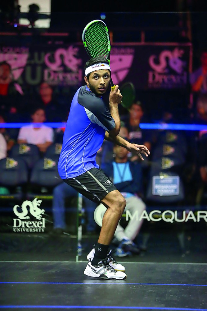 Abdullah Al Tamimi in action during the Malaysian Open at the National Squash Centre in Bukit Jalil. 
