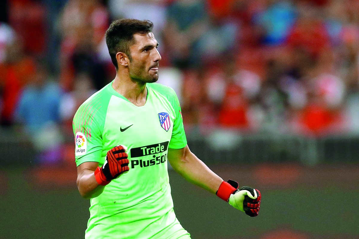 Atletico Madrid's Antonio Adan celebrates after the match. Reuters/Edgar Su