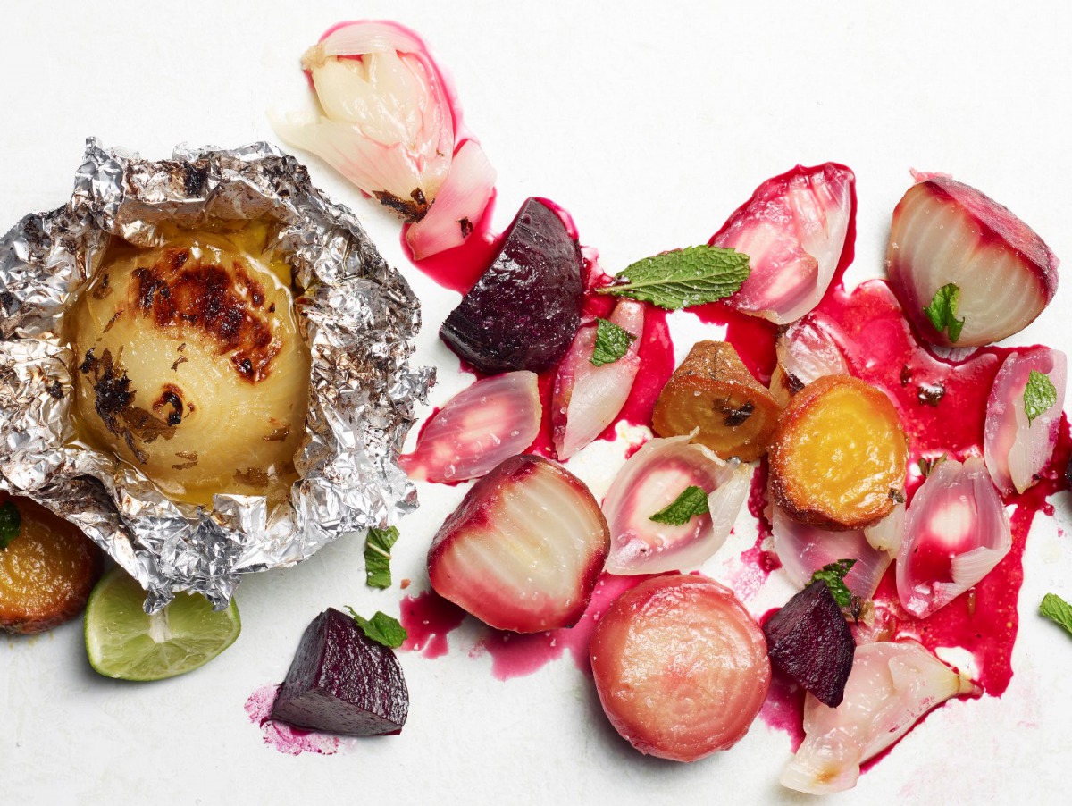 Foil-Roasted Beets and Vidalia Onions With Butter, Lime and Sea Salt. (Photo by Renee Comet)