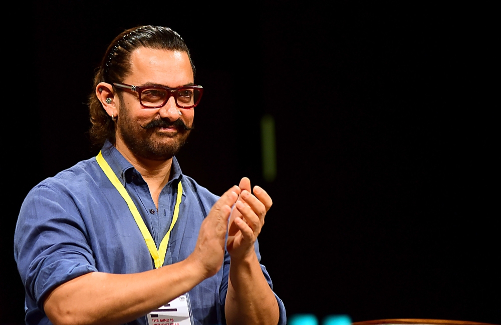 Bollywood actor Aamir Khan attends the 5th Indian Screenwriters Conference in Mumbai on August 1, 2018. (AFP / Sujit Jaiswal)