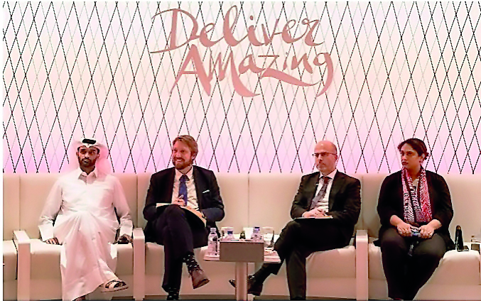 SC Secretary General Hassan Al Thawadi (left) and other officials during the discussion.