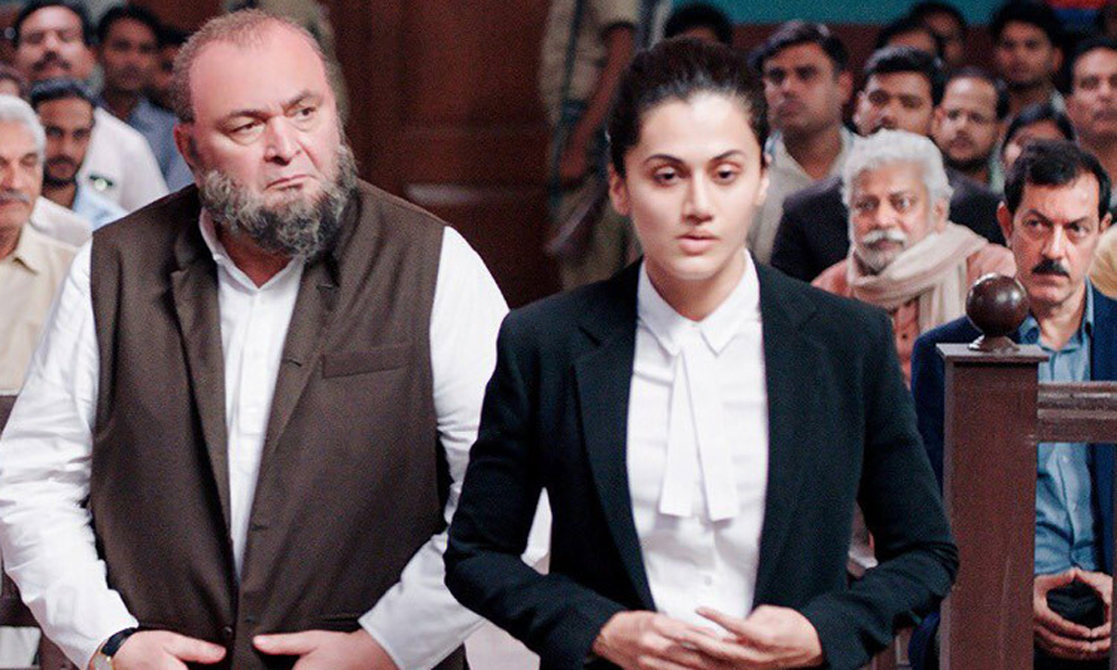 Still of the actors Rishi Kapoor (L) and Taapsee Pannu from the movie Mulk.