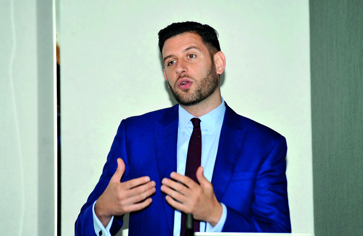 Eoghan Leahy, Technical Analysis, Alternative Investments and Quant Trading Specialist at Bloomberg, doing a presentation at a Cryptocurrency seminar at the W Hotel in Doha yesterday.  Pic: Salim Matramkot / The Peninsula.