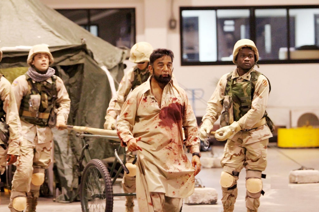 Still of the actor Kamal Haasan from the movie Vishwaroop II.
