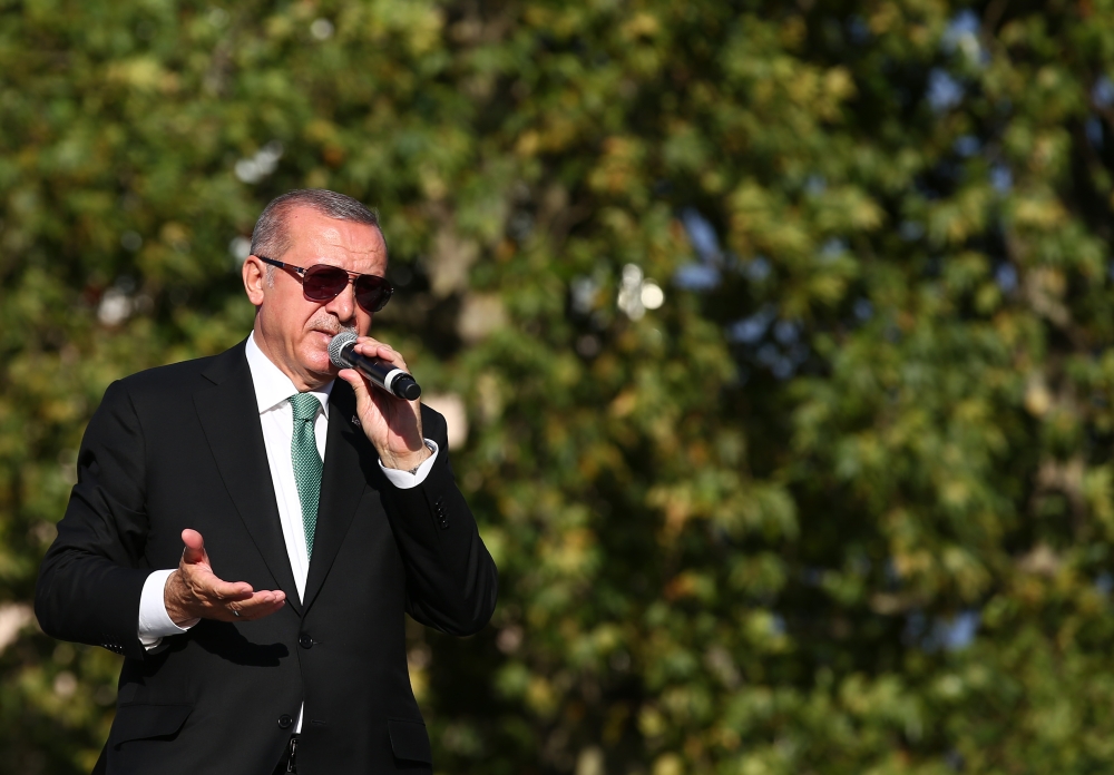 Turkish President Recep Tayyip Erdogan addresses citizens in Trabzon province in the Black Sea Region of Turkey on August 11, 2018. (Ra?it Aydo?an - Anadolu Agency)
