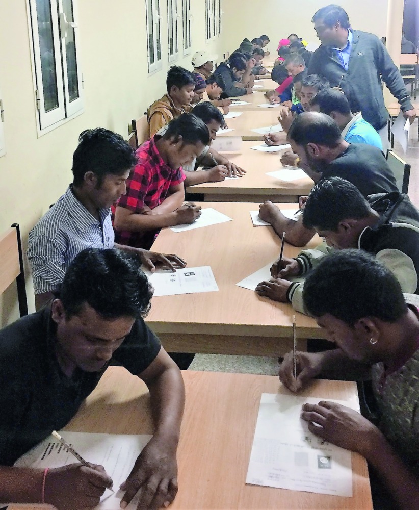 A camp class for workers in progress.