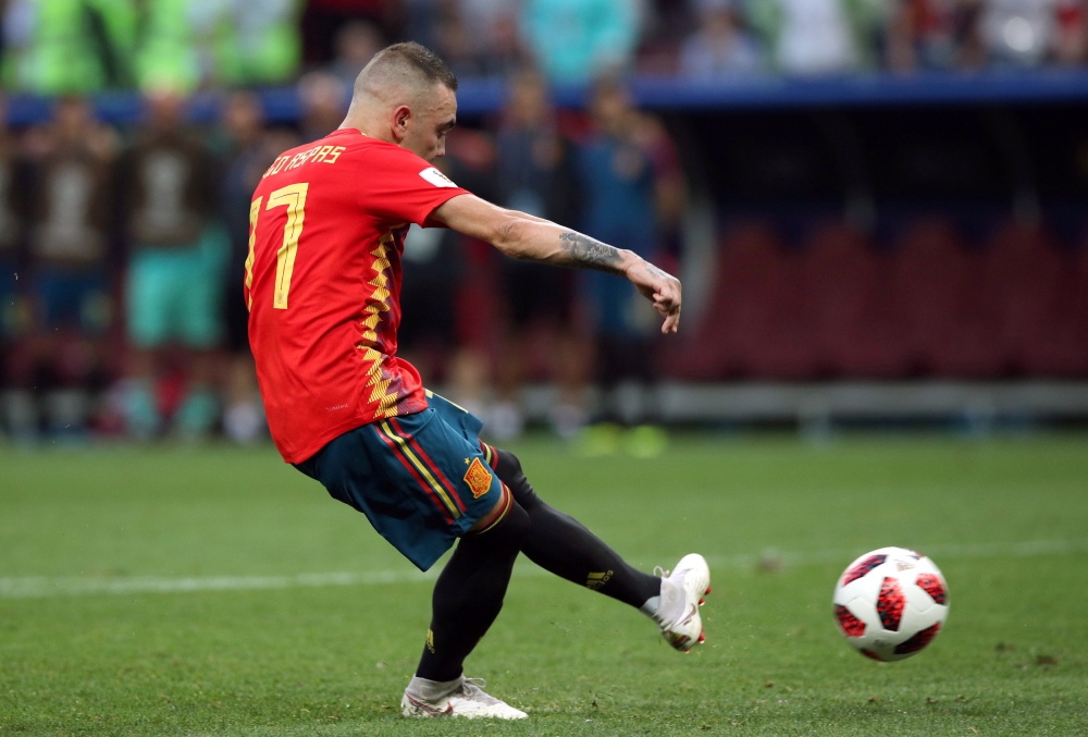Spain's Iago Aspas misses a penalty during the shootout REUTERS/Albert Gea/File Photo