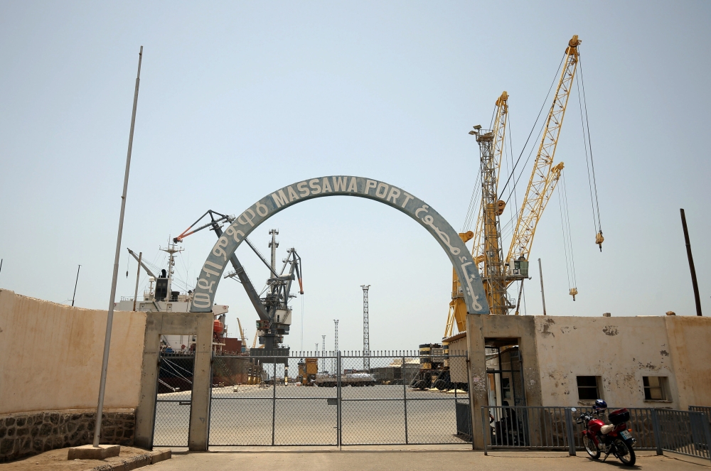 FILE PHOTO: A general view shows a locked gate of Massawa Port, Eritrea July 22, 2018. Picture taken July 22, 2018. REUTERS/Tiksa Negeri/File Photo	

