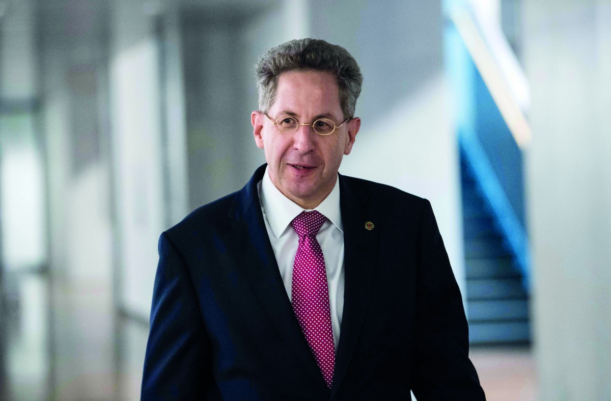 In this file photo taken on September 12, 2018 Hans-Georg Maassen, President of the domestic intelligence service of the Federal Republic of Germany (Bundesamt fuer Verfassungsschutz, BfV), arrives for a hearing in front of a parliamentary control panel. 