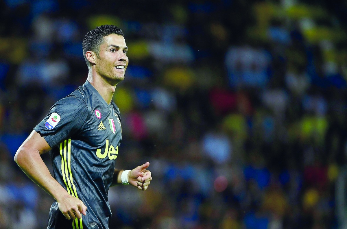 Cristiano Ronaldo reacts during the Italian Serie A football match between Frosinone and Juventus Turin on September 23, 2018 at the Benito-Stirpe Stadium in Frosinone. / AFP / Filippo Monteforte

