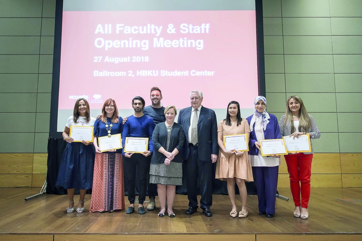 From left: Basma Hamdy (Distinguished Achievement in Research Award), Denielle Emans (Distinguished Achievement in Teaching Award), Abdul Rahman Anwar (Staff Excellence Award for Achievement), Richard Blackwell (Distinguished Achievement in Service Award)