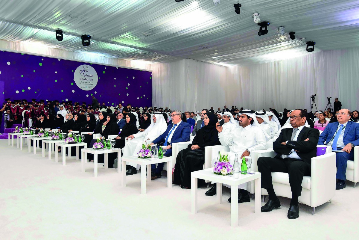 Officials, guests and students during the graduation ceremony at Shafallah Center yesterday.