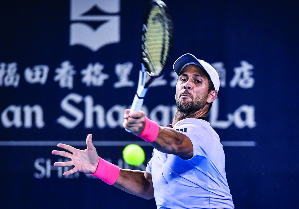 Fernando Verdasco of Spain hits a return during his men's singles match against Andy Murray of Britain at the ATP Shenzhen Open tennis tournament in Shenzhen, in south China's Guangdong province on September 28, 2018. AFP
