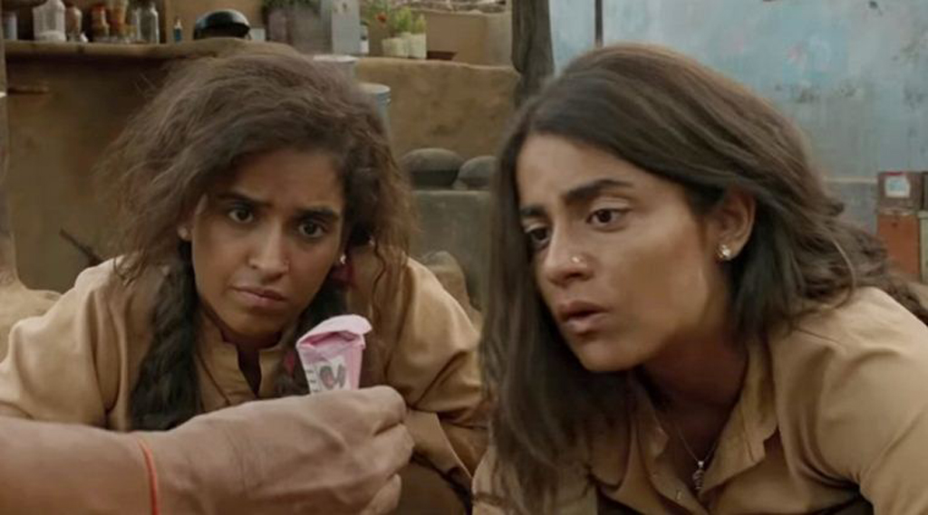 Still of the actresses Sanya Malhotra (L) and Radhika Madan from the movie Pataakha.