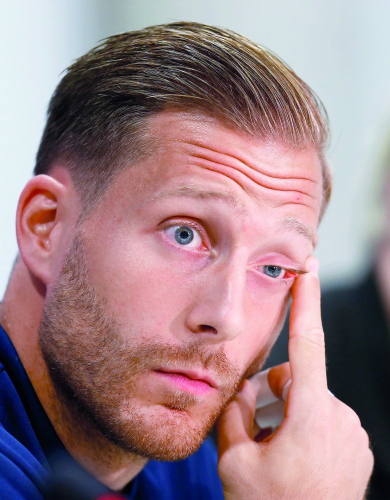  Hoffenheim's Oliver Baumann during press conference. Reuters/Ralph Orlowski
